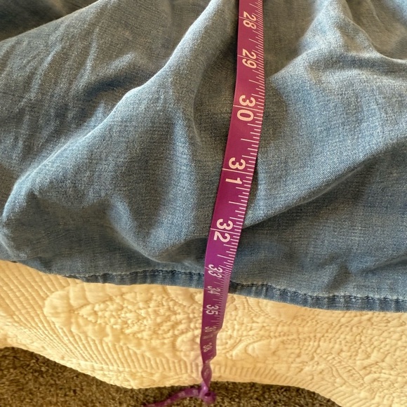 EXPRESS blue chambray boho mini dress women's M - Picture 3 of 8